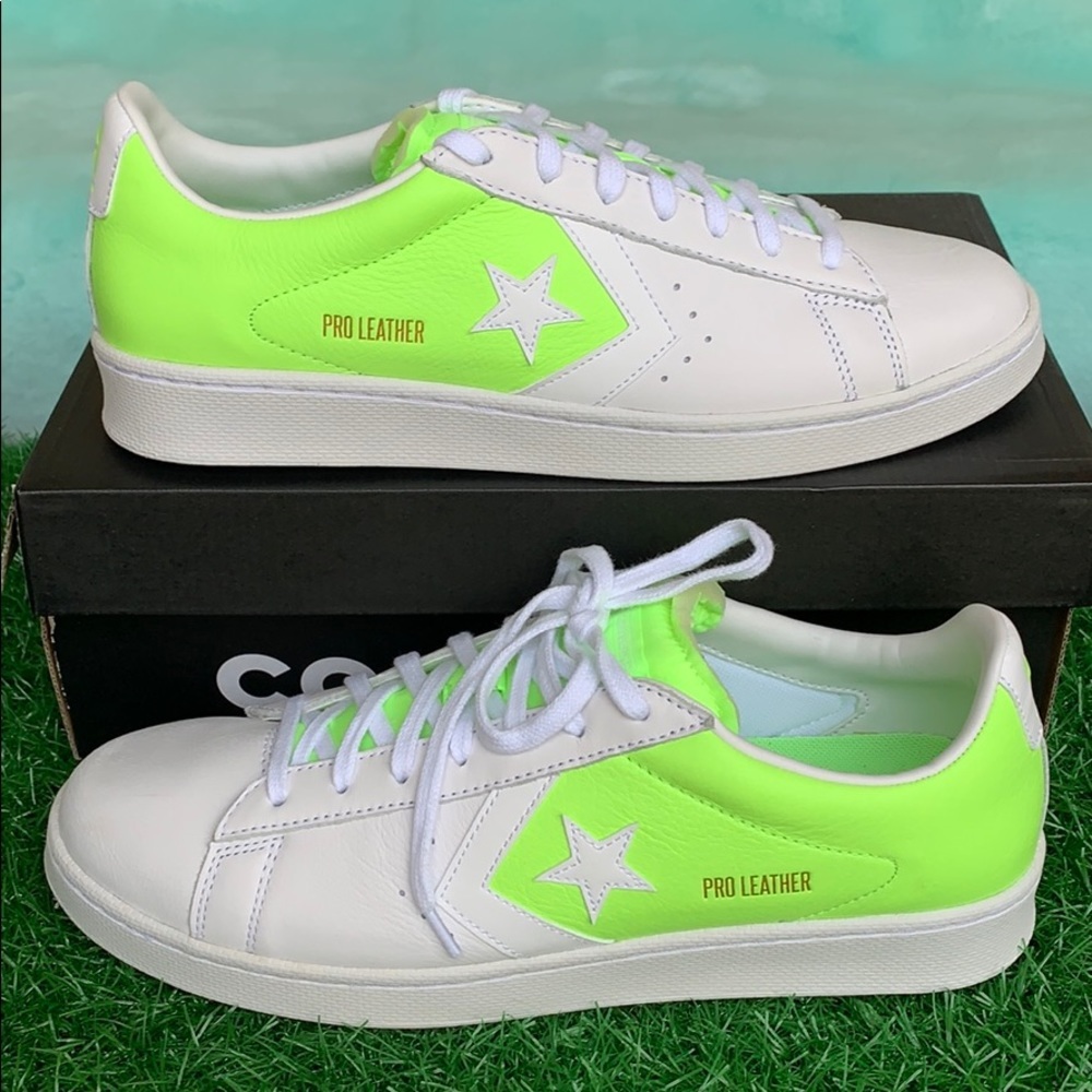 CONVERSE PRO LEATHER OX WHITE/GHOST GREEN/WHITE MN